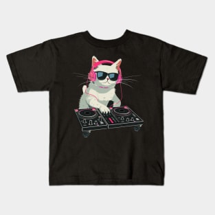 Cat DJ Rising Kids T-Shirt